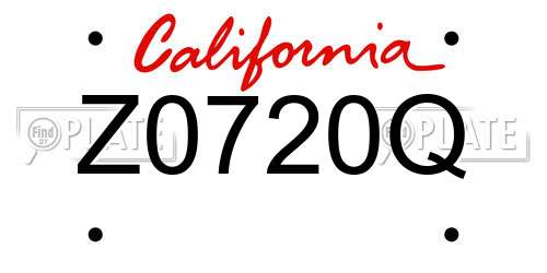 Z0720Q California License Plate