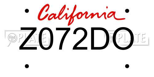 Z072DO California License Plate