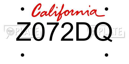 Z072DQ California License Plate