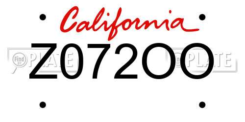 Z072OO California License Plate