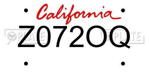 Z072OQ California License Plate