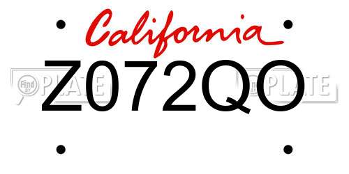 Z072QO California License Plate