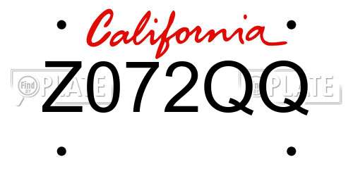 Z072QQ California License Plate