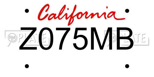 Z075MB California License Plate