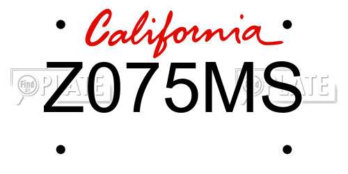 Z075MS California License Plate