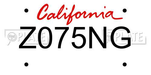 Z075NG California License Plate