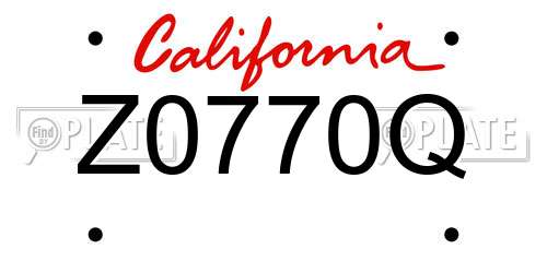 Z0770Q California License Plate