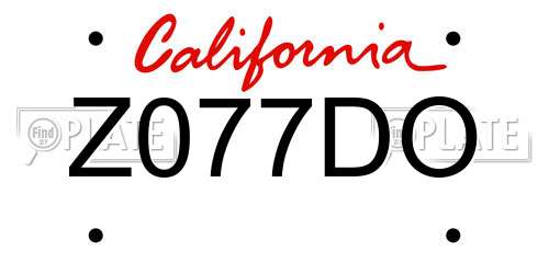 Z077DO California License Plate