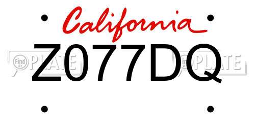 Z077DQ California License Plate
