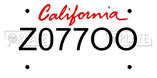 Z077OO California License Plate
