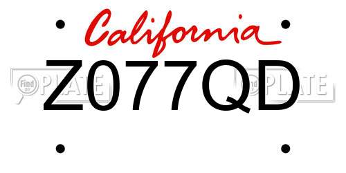 Z077QD California License Plate