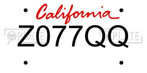 Z077QQ California License Plate