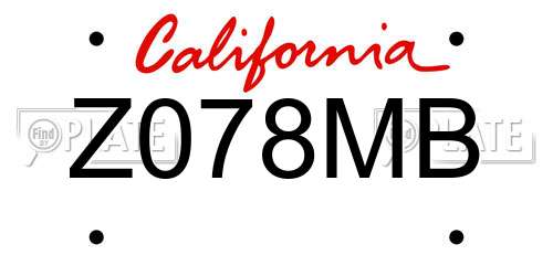 Z078MB California License Plate