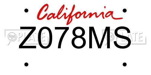 Z078MS California License Plate