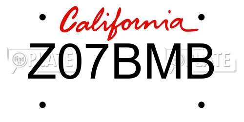 Z07BMB California License Plate