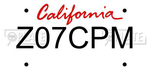 Z07CPM California License Plate