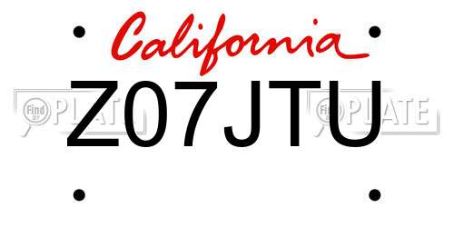 Z07JTU California License Plate