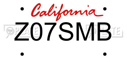 Z07SMB California License Plate