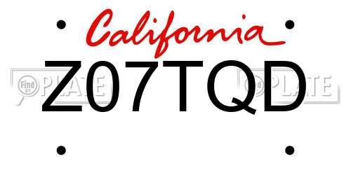 Z07TQD California License Plate