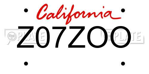 Z07ZOO California License Plate