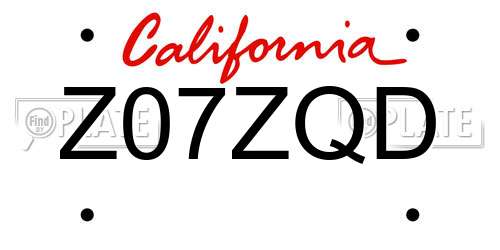 Z07ZQD California License Plate
