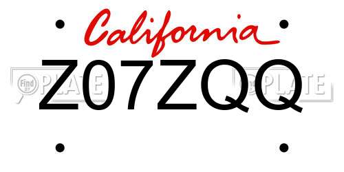 Z07ZQQ California License Plate