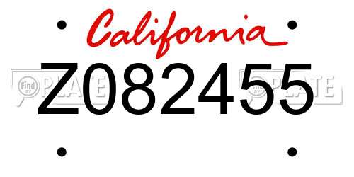 Z082455 California License Plate
