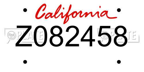 Z082458 California License Plate