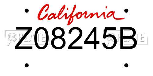 Z08245B California License Plate