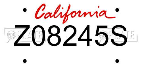 Z08245S California License Plate