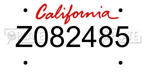 Z082485 California License Plate
