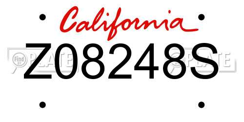 Z08248S California License Plate