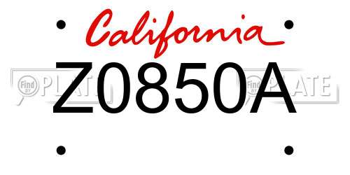 Z0850A California License Plate