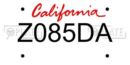 Z085DA California License Plate