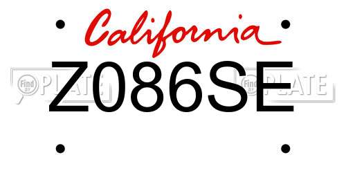 Z086SE California License Plate