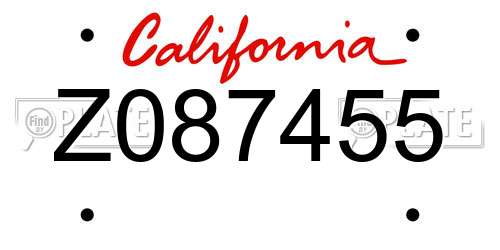 Z087455 California License Plate