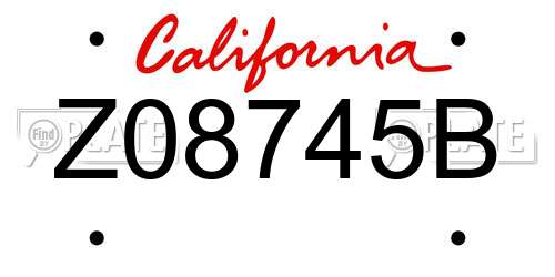 Z08745B California License Plate