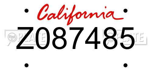 Z087485 California License Plate