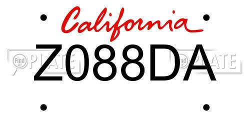 Z088DA California License Plate