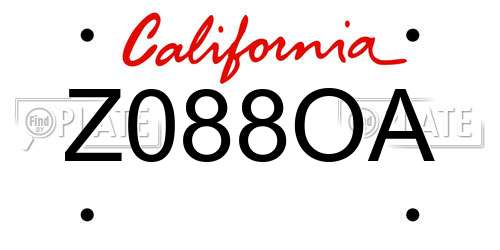 Z088OA California License Plate