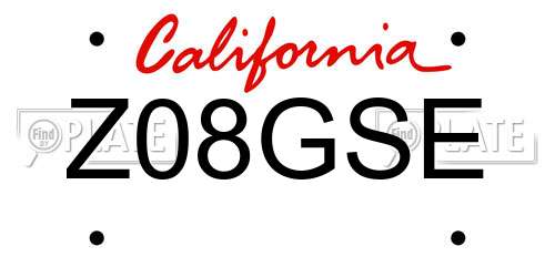 Z08GSE California License Plate