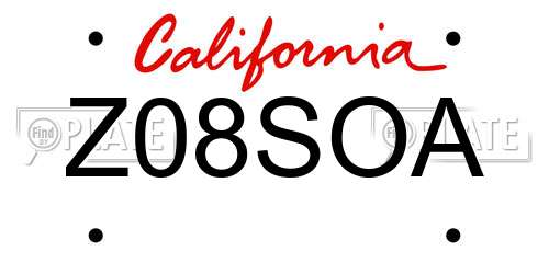 Z08SOA California License Plate