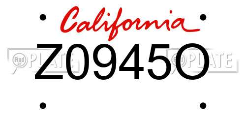 Z0945O California License Plate