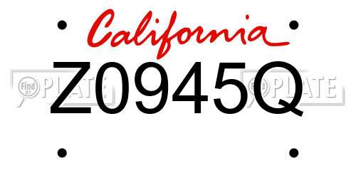 Z0945Q California License Plate
