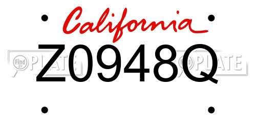 Z0948Q California License Plate