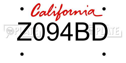 Z094BD California License Plate