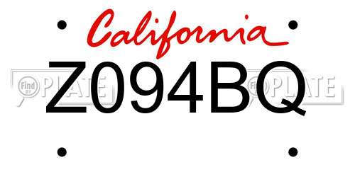 Z094BQ California License Plate