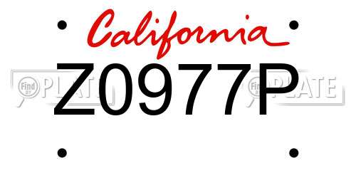 Z0977P California License Plate