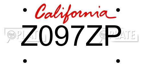Z097ZP California License Plate