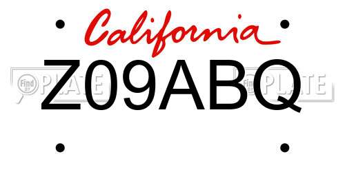 Z09ABQ California License Plate